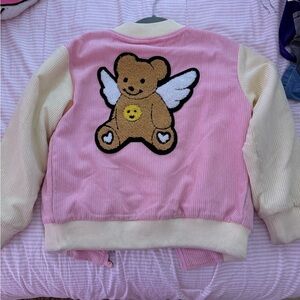 Lola + The Boys Pink and Cream Teddy Bear Jacket